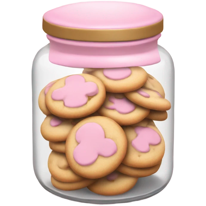 light pink cookie jar with cookies emoji