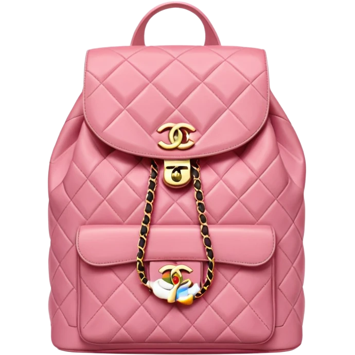 chanel pink backpack gold hardware emoji