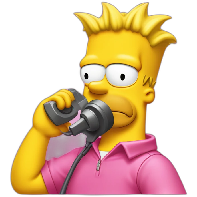 Bart simpson dressed as camrom pink outfit making a phone call on a flip phone emoji