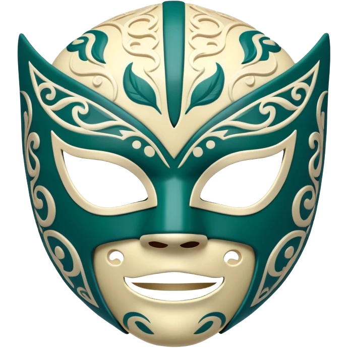 forest green, cream, and Carolina blue luchador mask emoji