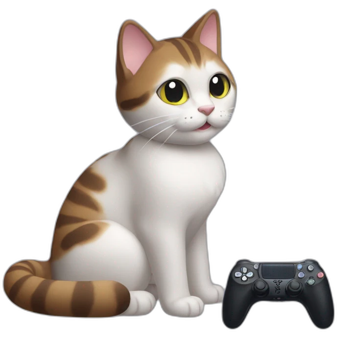 Please make a cat playing PS5 by using dualsense controller  emoji