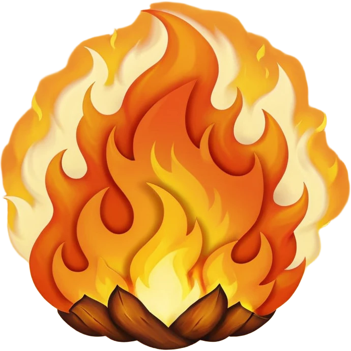 structure fire, simple, dramatic flames emoji