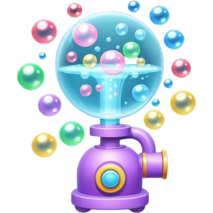 bubble machine object icon, small bubble blower device, bubbles floating out, colorful toy-like design, 3D cartoon, mobile game icon style, centered, clean background, no text, no watermark

 emoji