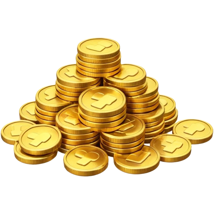small pile of gold coins, 3D emoji style, shiny gold, no symbols, no text,  emoji