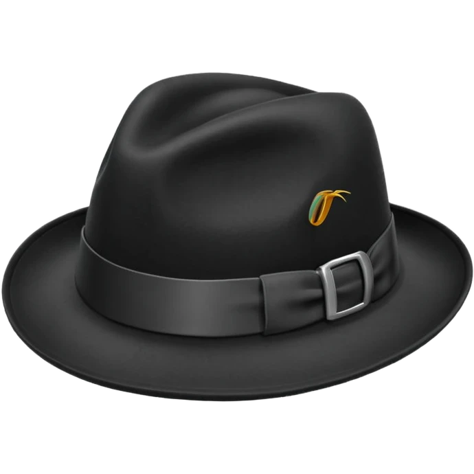 fedora, isolated, transparent background, black emoji