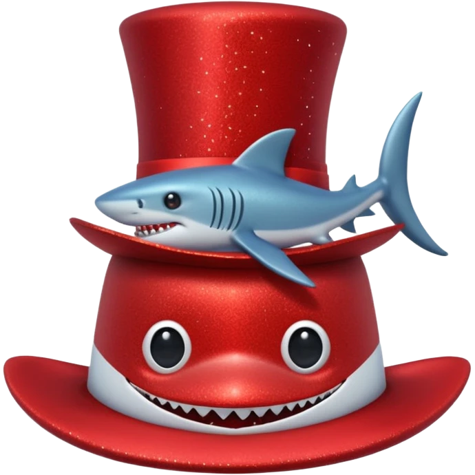 red glitter top hat red shark emoji