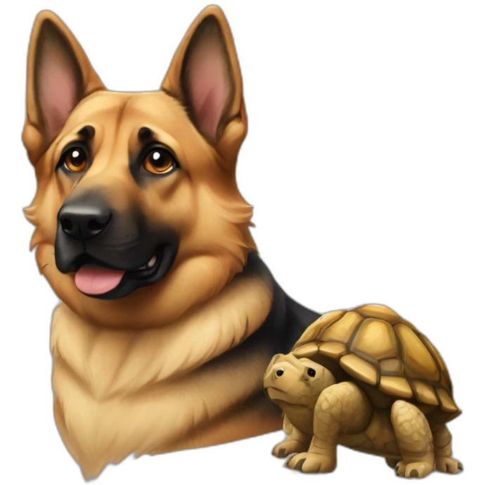 german sheperd and tortoise emoji