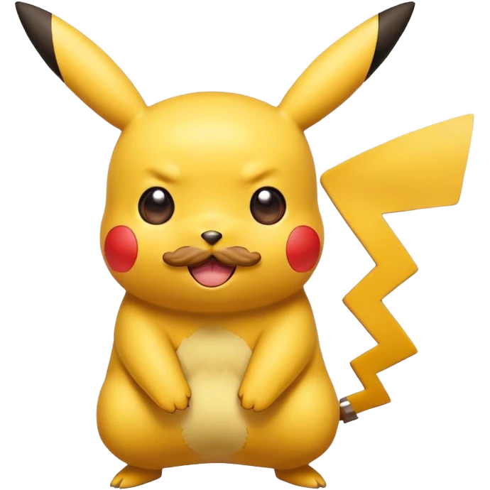 Pikachu with a curly moustache emoji