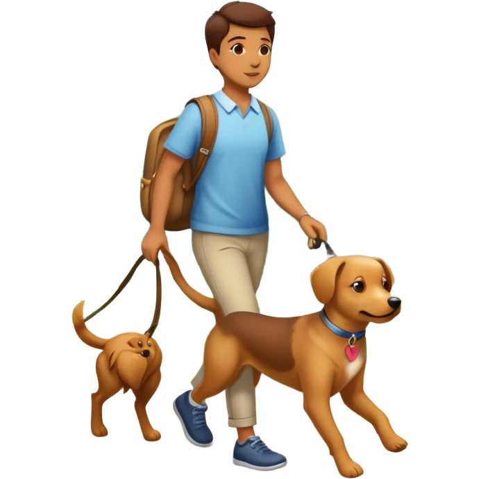 a person walking a dog in the park with a simple background emoji