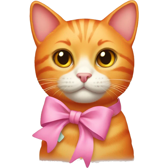 A orange cat with a pink bow emoji