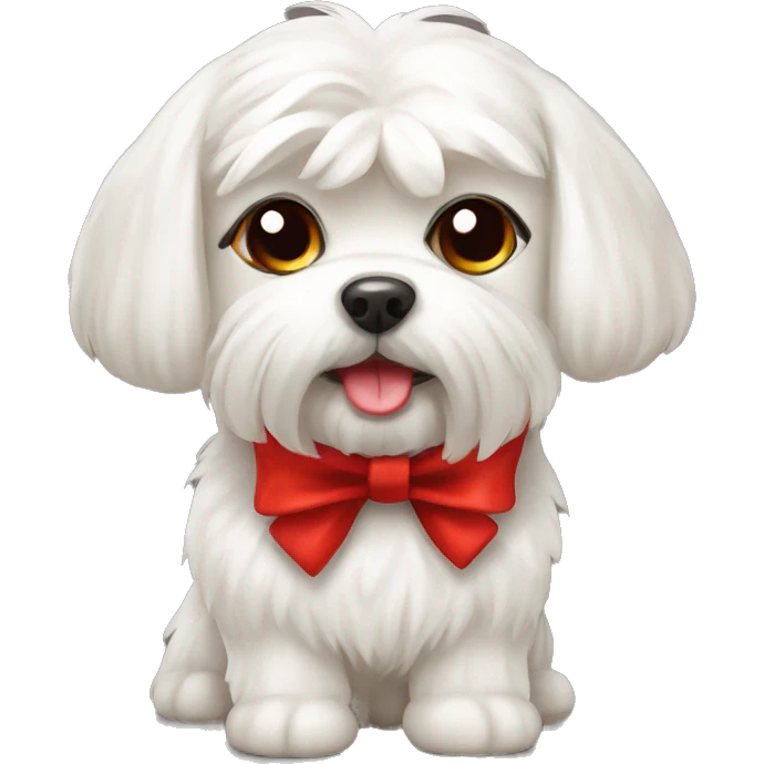 Maltese doge with red bow emoji
