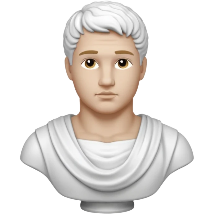 white classical roman bust, hunky,  white stone, no other colours than white emoji