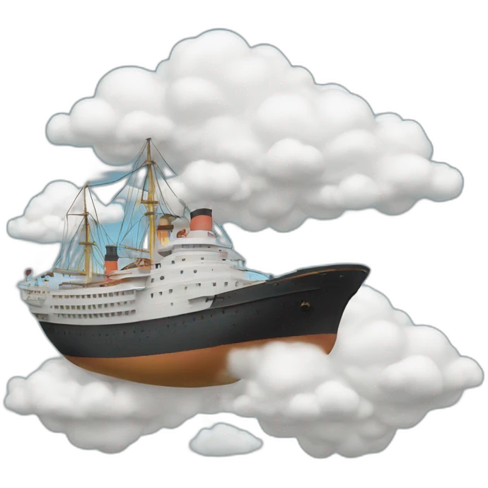 ship flying on clouds emoji