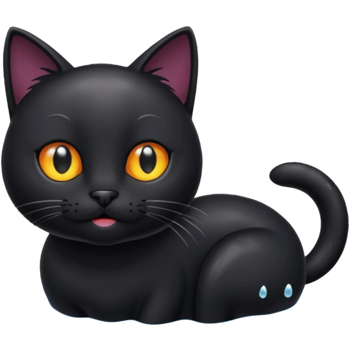 Black cat playing in a pool emoji