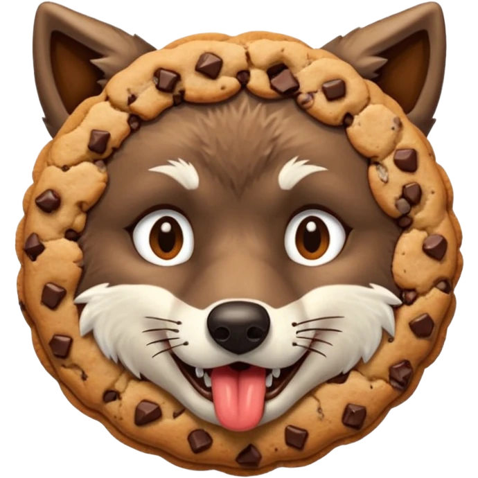 Wolf face eating cookie emoji