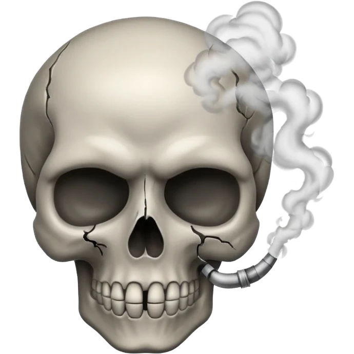 Make a skull emoji whose head is blasted off and smoke is coming from ...