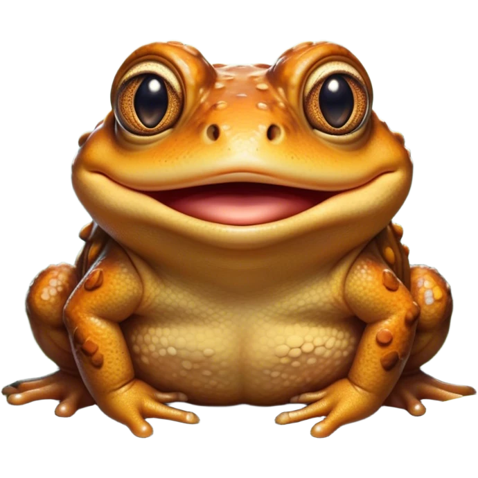Cinematic Comical Toad Portrait Emoji, Head tilted dramatically with an exaggeratedly amused expression, featuring a robust, bumpy body with wide, comically expressive eyes full of playful disbelief and a quirky, textured face, Simplified yet hilariously expressive features, highly detailed, glowing with a slightly sassy woodland glow, high shine, dramatic yet playful, stylized with an air of quirky amphibian mischief, soft glowing outline, capturing the essence of a meme-worthy toad that looks ready to side-eye its way into viral fame! emoji