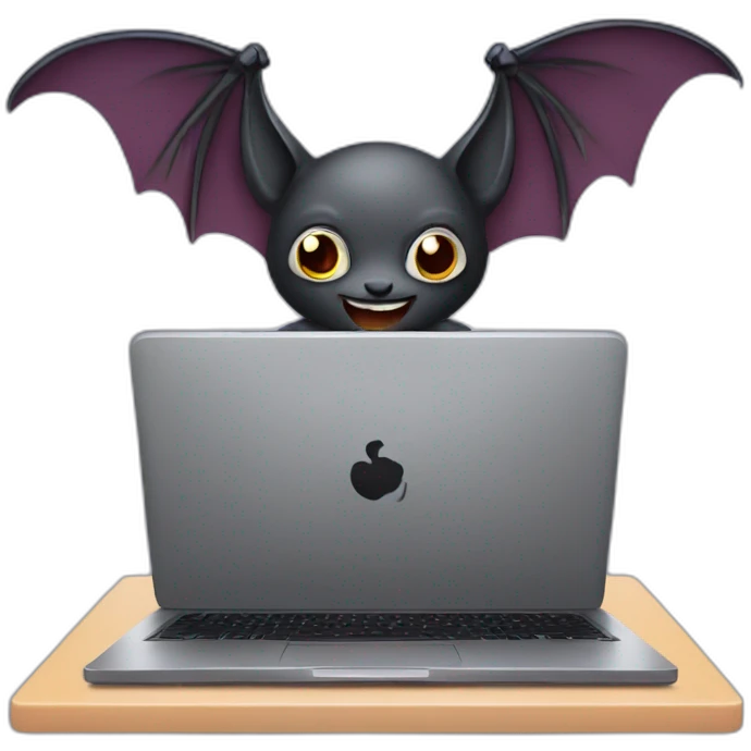 a bat programming on a laptop emoji