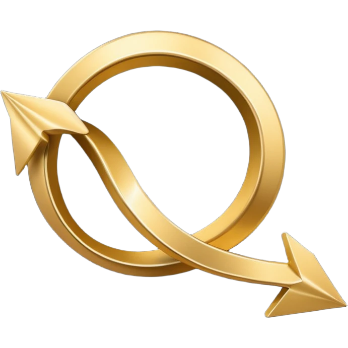 3D golden spiral arrow pointing upward, dynamic twist ribbon style, elegant metallic gold, smooth gradient lighting, realistic shadows, clean modern vector look, professional infographic design emoji
