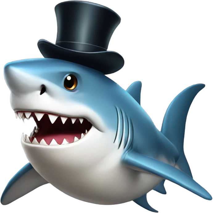 Shark with a top hat emoji