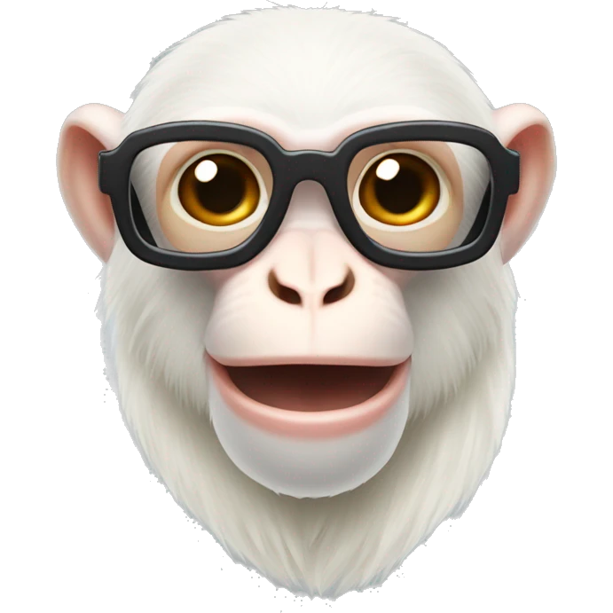 Albino monkey with running glasses emoji
