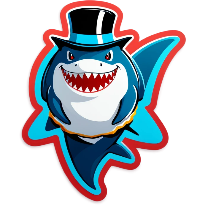 Shark with a top hat emoji
