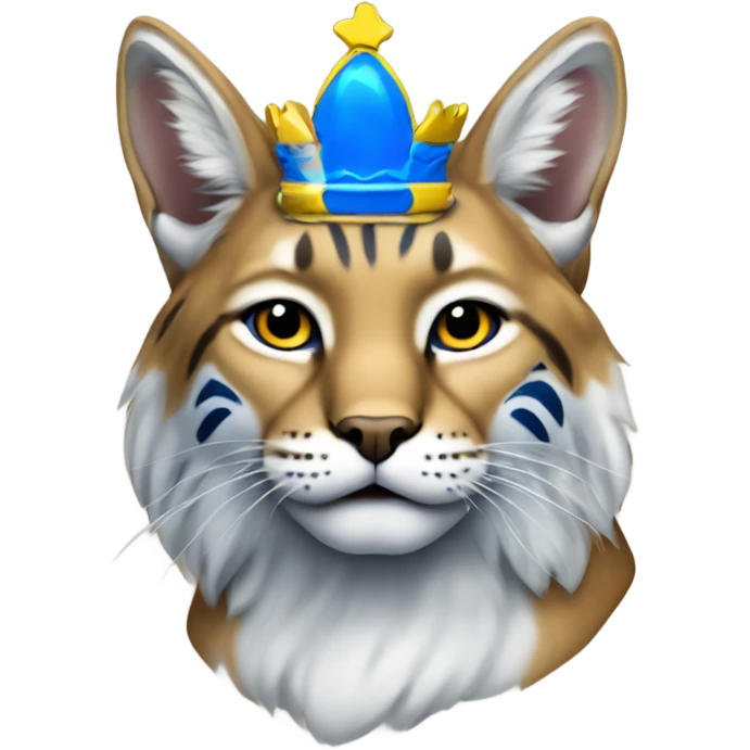 Bobcat with blue and yellow crown emoji