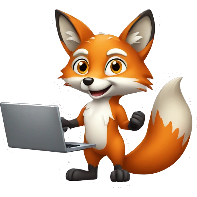 cartoon fox He holds the computer mouse in his left hand emoji