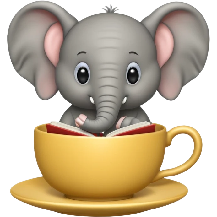 Elephant with book in a tea cup emoji