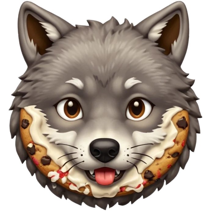 Wolf face eating cookie emoji