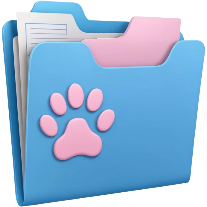 a pastel folder of documents with a pawprint on it emoji
