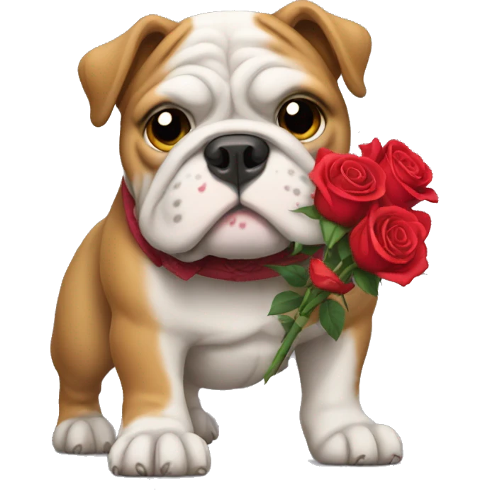 bulldog carrying roses  emoji