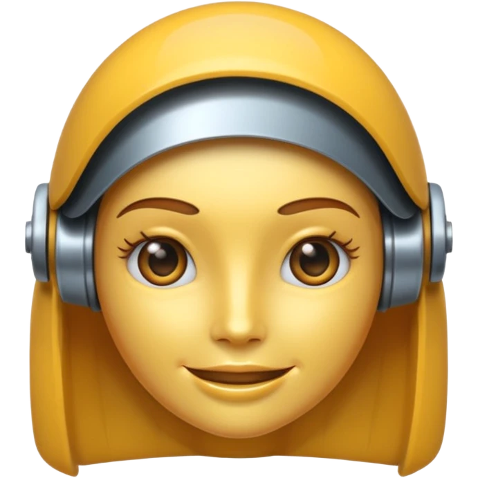 crée un emoji animé d'une tête mi-femme mi Robot Avec un sourire emoji