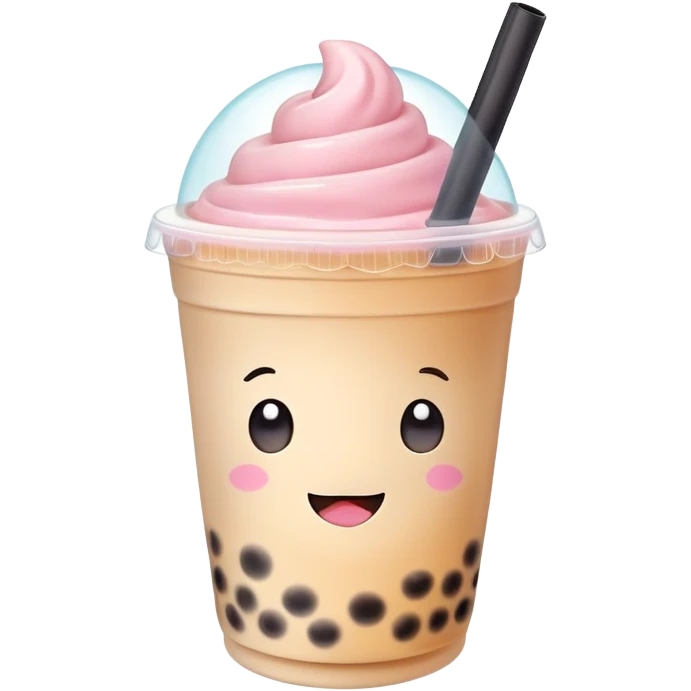 kawaii bubble tea with cute face and pastel colors emoji
