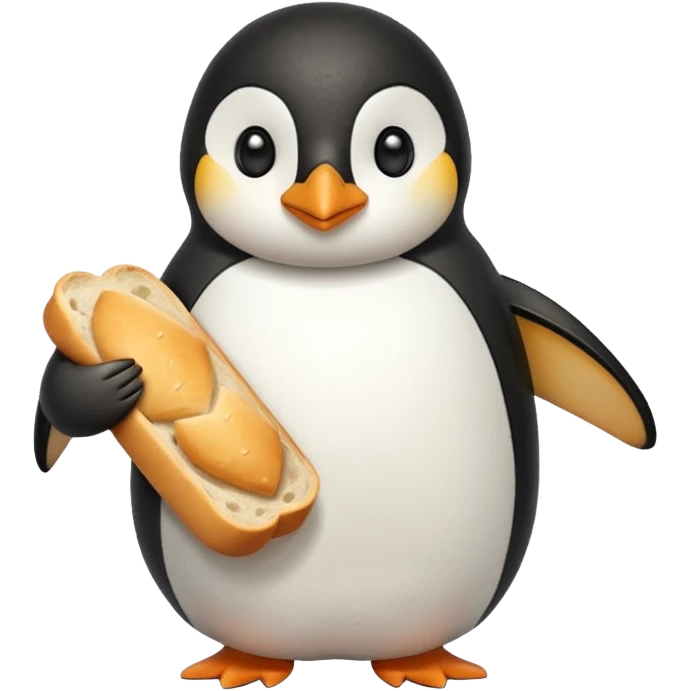 a penguin holding a loaf emoji