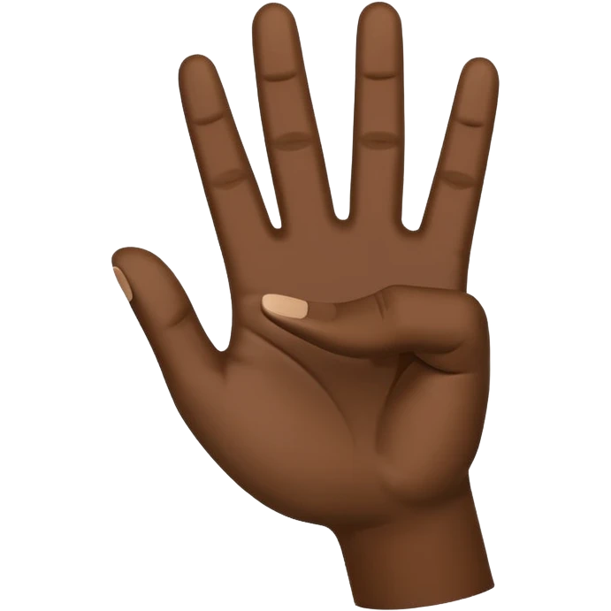 hand emoji ✋🏽 with thumb down flat on the palm of the hand to hold 4 fingers up emoji