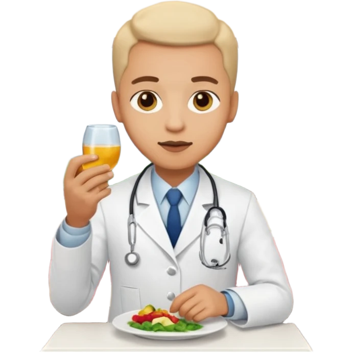 ligth doctor eating in restaurant full body emoji
