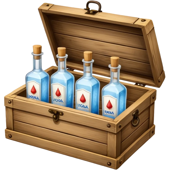 Wooden box with vodka bottles emoji