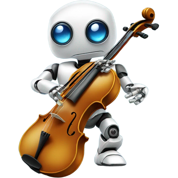 cute robot holds a violin emoji