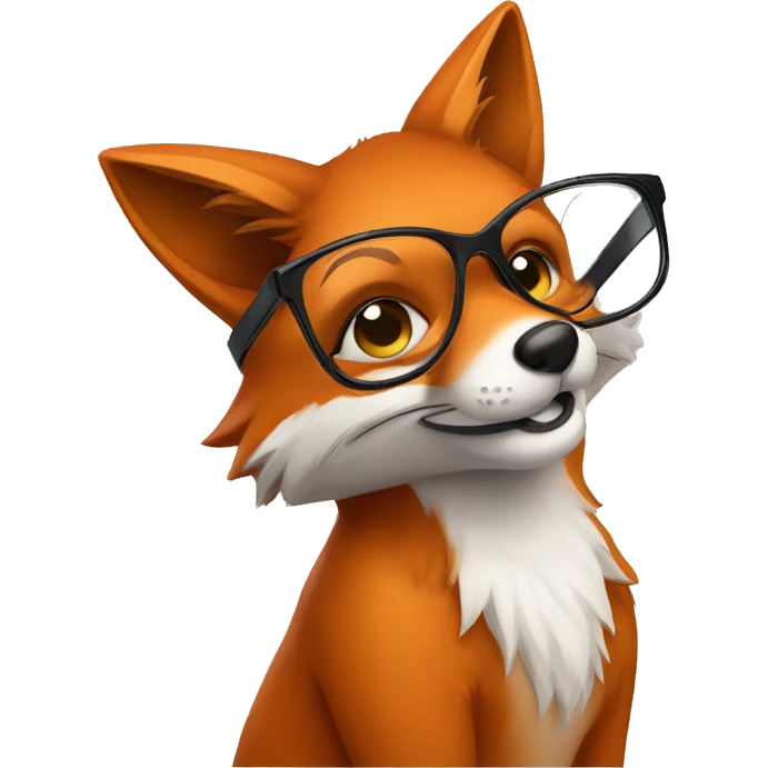 Fox with glasses studying emoji
