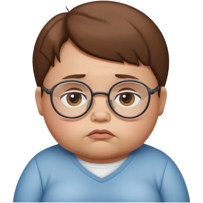 Sad Fat baby with glasses and brown hair emoji