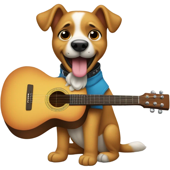 Un perro con una guitarra  emoji