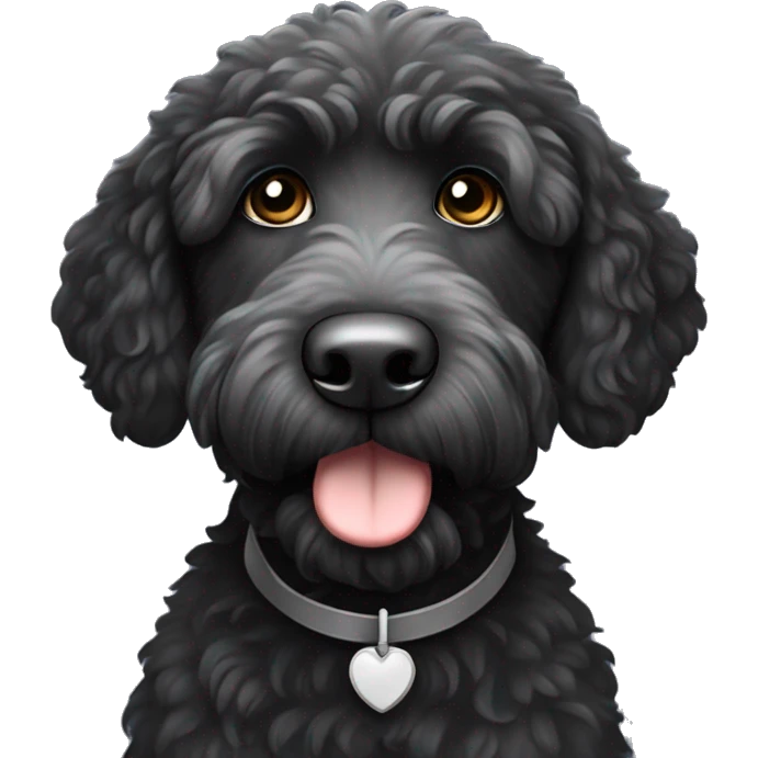 black labradoodle with small white patch on the chest  emoji