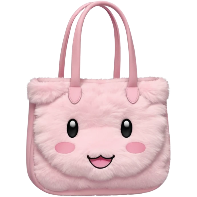 Aesthetic pink plush tote bag without face emoji