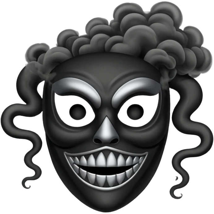 curved mask, poisonous, black smoke emitted emoji