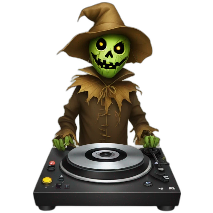 evil scarecrow on turntables emoji