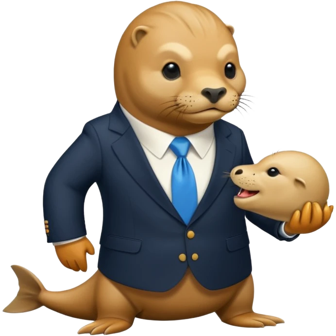 a sea lion eating donald trump emoji