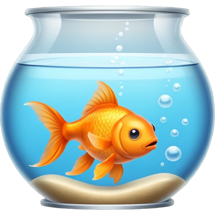 goldfish in a tank with playful expression, iOS emoji style emoji