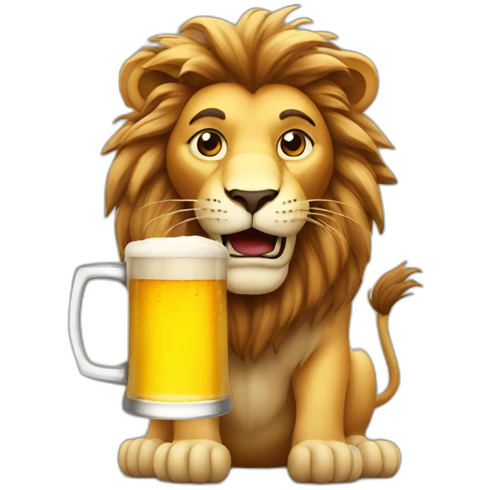 Lion with beer emoji
