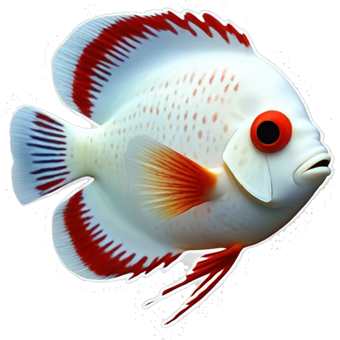 DISCUS fish white and red dot emoji